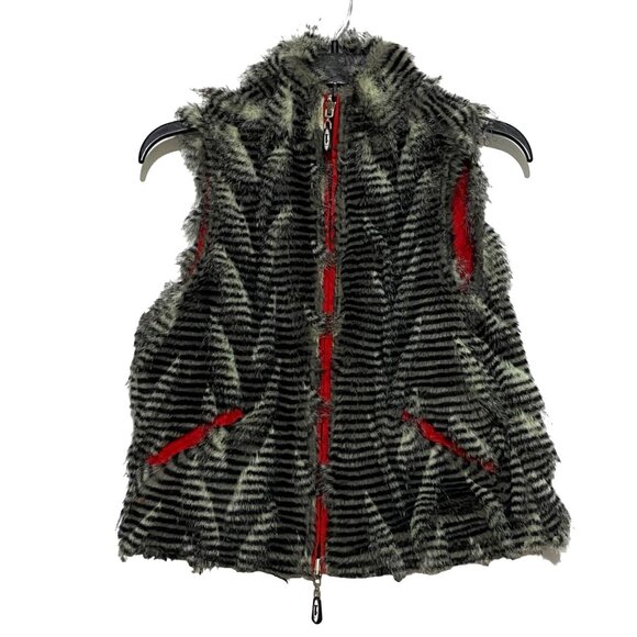 Jamie Sadock Faux Fur Reversible Vest Womens P Mob Wife Boho Hippie Rock Star - Picture 1 of 5